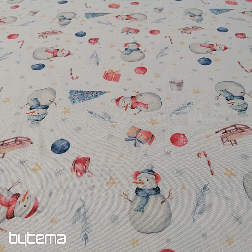 Vánoční dekorační látka SNĚHULÁCI