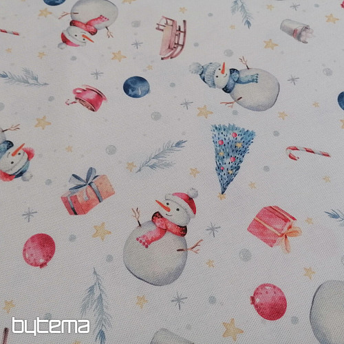 Vánoční dekorační látka SNĚHULÁCI