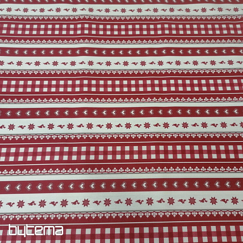 Vánoční dekorační látka pruhy bordo