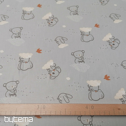 Bavlněná látka Zvířecí nebe šedé