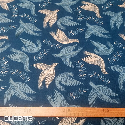 Bavlněná látka Sojka modrá