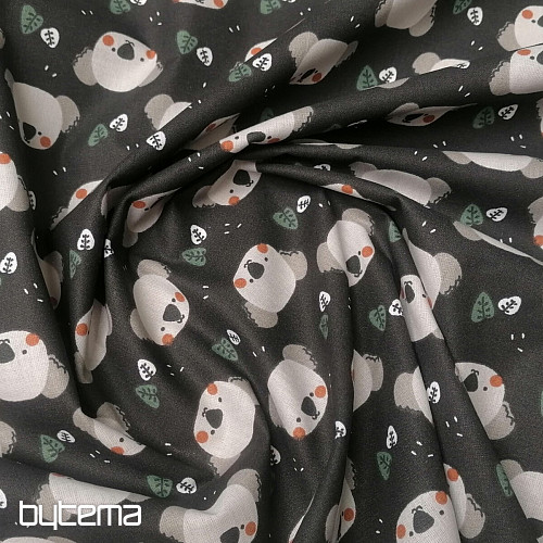 Bavlněná látka Koala Kiwak černá