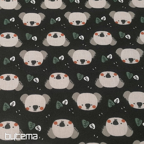Bavlněná látka Koala Kiwak černá