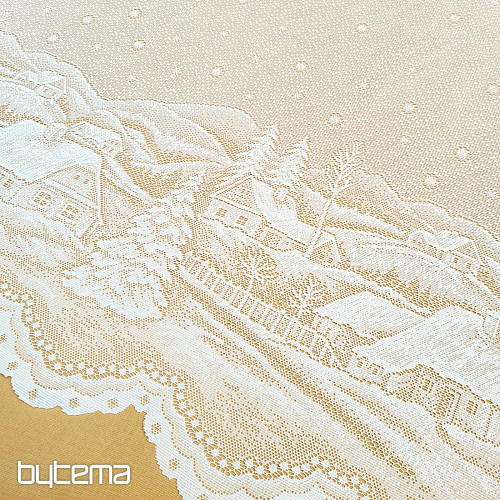 Žakárová záclona - ZIMNÍ KRAJINA A383101