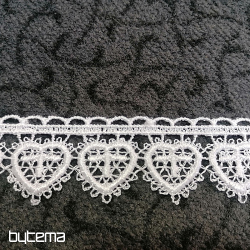 Krajka 5191/01 - 3 cm bílá srdíčko
