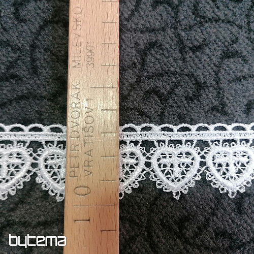 Krajka 5191/01 - 3 cm bílá srdíčko
