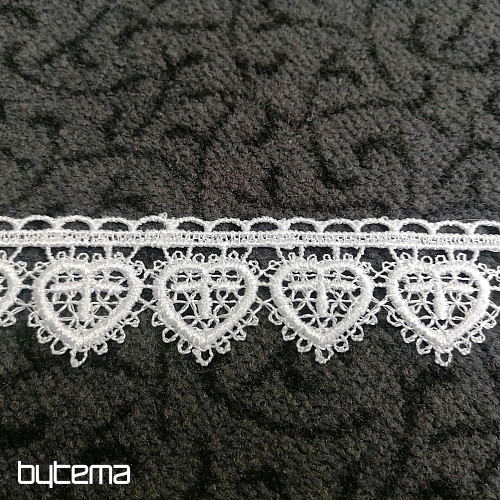 Krajka 5191/01 - 3 cm bílá srdíčko