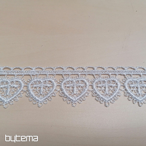 Krajka 5191/01 - 3 cm bílá srdíčko