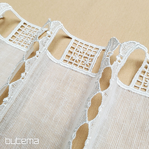 Luxusní vyšívaná záclona GERSTER na vitrážku 11756/030/0010 smetanová
