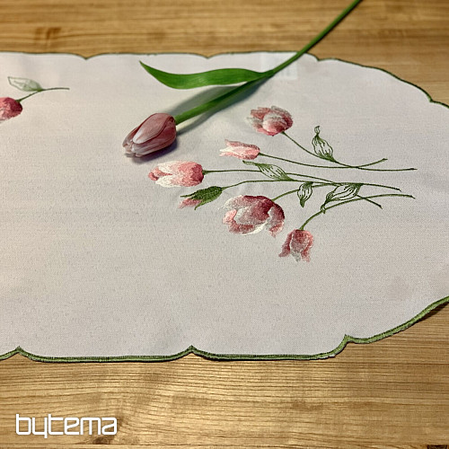 Vyšívaný ubrus a ovál vyšívané TULIPÁNY