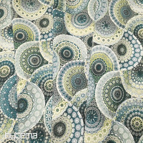 Dekorační látka MANDALA modro zelená