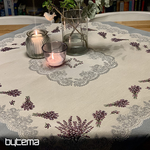 Gobelínový ubrus a šál LEVANDULE KRAJKA