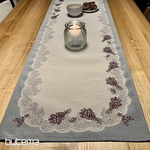 Gobelínový ubrus a šál LEVANDULE KRAJKA