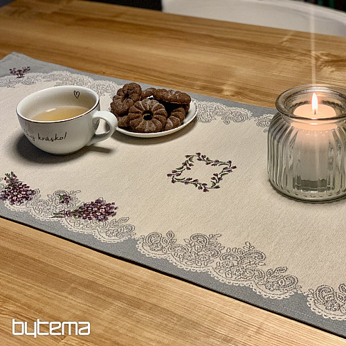 Gobelínový ubrus a šál LEVANDULE KRAJKA