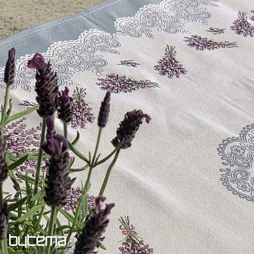 Gobelínový ubrus a šál LEVANDULE KRAJKA