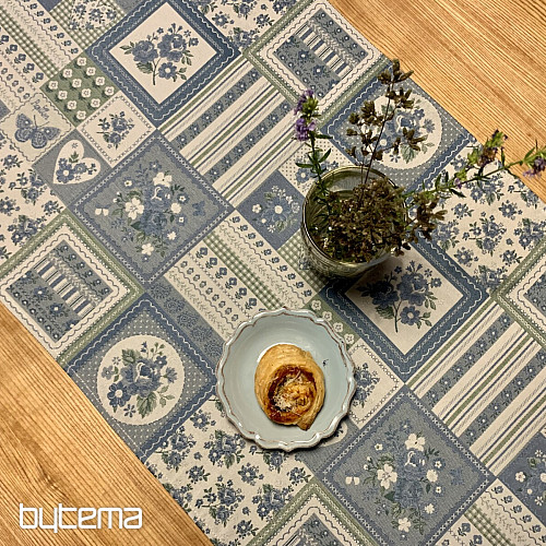 Ubrus a šál TOSCANA VALERY PATCHWORK modrý