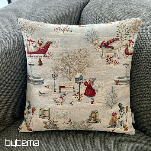 Vánoční gobelínový povlak DĚTI V ZIMĚ