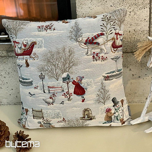 Vánoční gobelínový povlak DĚTI V ZIMĚ