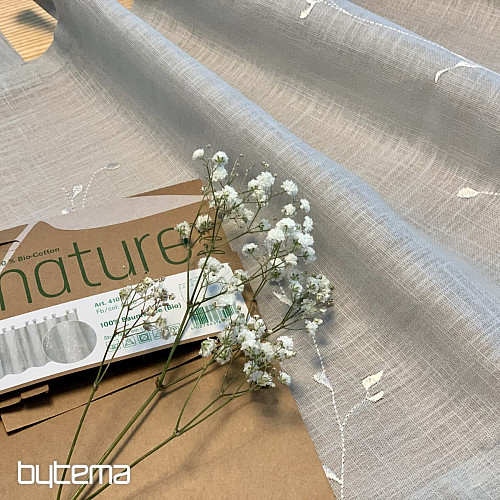 NATURE Gerster hotová záclona VYŠÍVANÉ VĚTVIČKY BÍLÉ