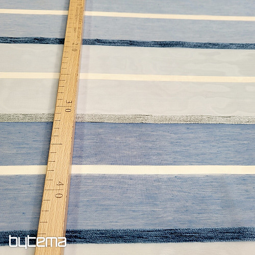 Voálová záclona MODRO BÍLÉ PRUHY