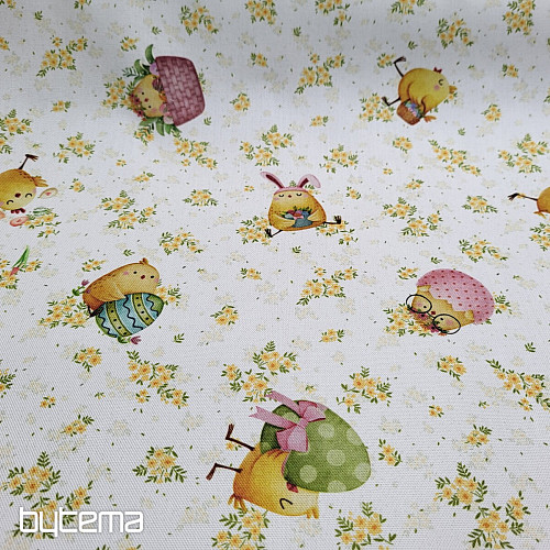 Dekorační látka KUŘÁTKA A VAJÍČKA