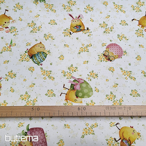 Dekorační látka KUŘÁTKA A VAJÍČKA