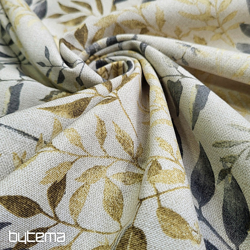 Dekorační látka MARACAIBO listy šedé