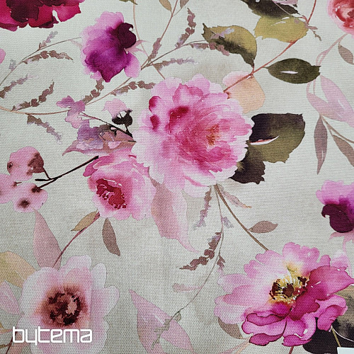 Dekorační látka RŮŽOVÝ KEŘ