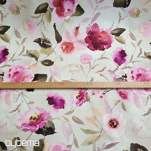 Dekorační látka RŮŽOVÝ KEŘ