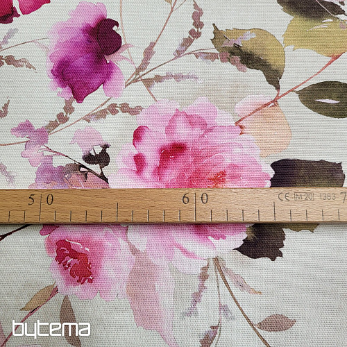 Dekorační látka RŮŽOVÝ KEŘ