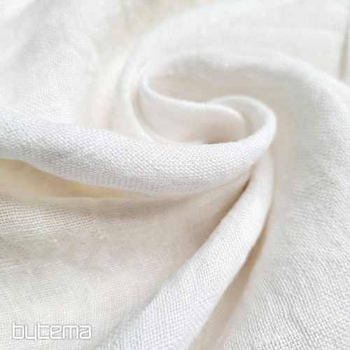 Lněná látka TEINTURE BÍLÁ