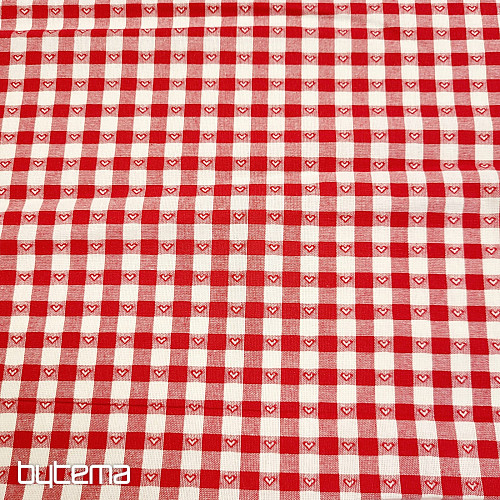 Dekorační látka KANAFAS SOFI HEART červený