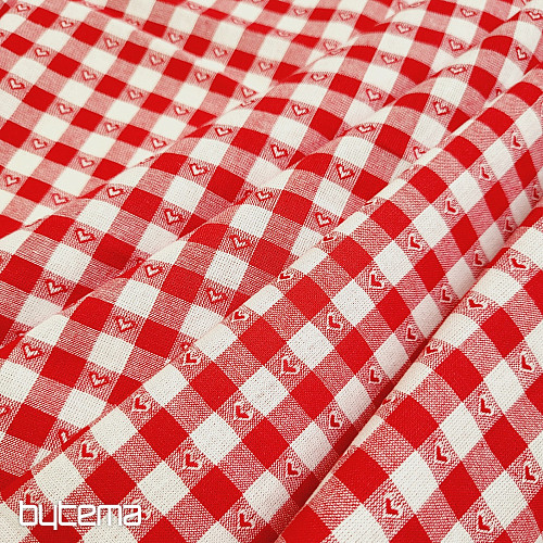Dekorační látka KANAFAS SOFI HEART červený