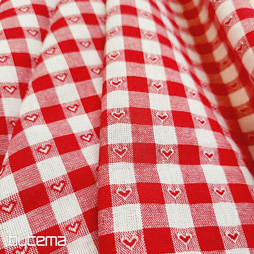 Dekorační látka KANAFAS SOFI HEART červený