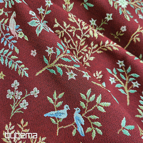Gobelínová látka WILLIAM MORRIS bordó