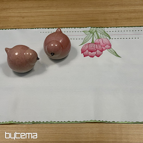 Vyšívaný ubrus a šál RŮŽOVÉ TULIPÁNY