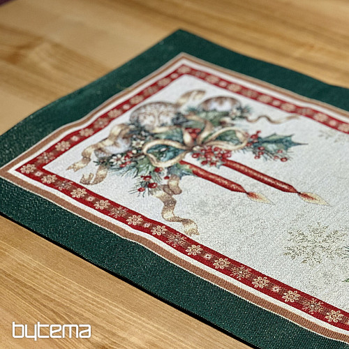 Gobelínový ubrus a šál PLANOUCÍ SVÍČKY zelený lem