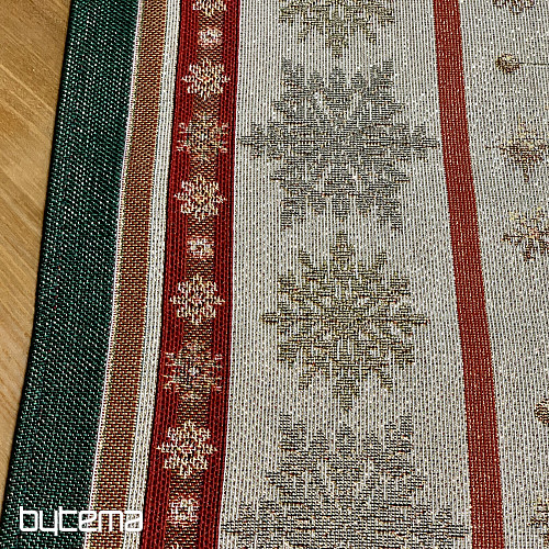 Gobelínový ubrus a šál PLANOUCÍ SVÍČKY zelený lem