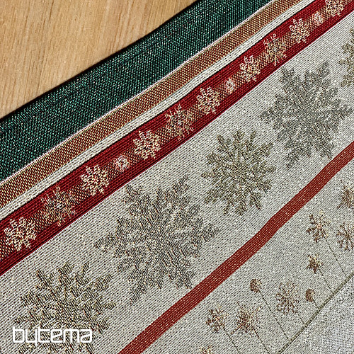 Gobelínový ubrus a šál PLANOUCÍ SVÍČKY zelený lem