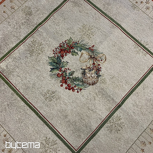 Gobelínový ubrus a šál PLANOUCÍ SVÍČKY červený lem