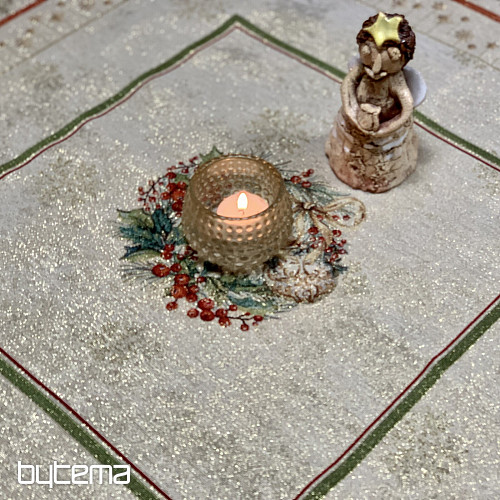 Gobelínový ubrus a šál PLANOUCÍ SVÍČKY červený lem