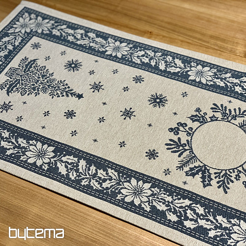 Gobelínový ubrus a šál LIDOVÉ VÁNOCE modrá