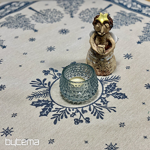 Gobelínový ubrus a šál LIDOVÉ VÁNOCE modrá