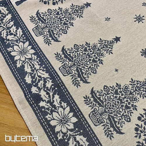 Gobelínový ubrus a šál LIDOVÉ VÁNOCE modrá