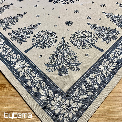 Gobelínový ubrus a šál LIDOVÉ VÁNOCE modrá