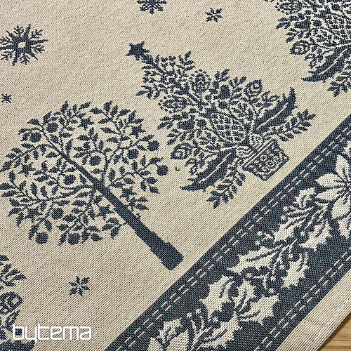 Gobelínový ubrus a šál LIDOVÉ VÁNOCE modrá