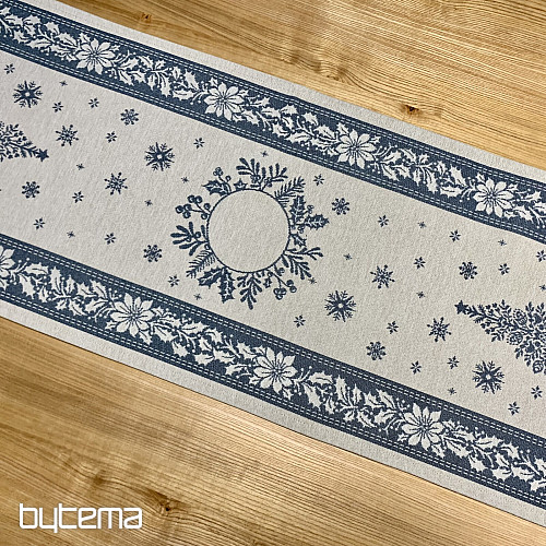 Gobelínový ubrus a šál LIDOVÉ VÁNOCE modrá