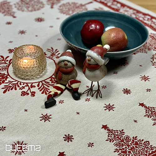 Gobelínový ubrus a šál LIDOVÉ VÁNOCE červená