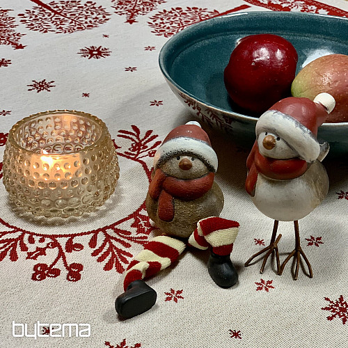 Gobelínový ubrus a šál LIDOVÉ VÁNOCE červená