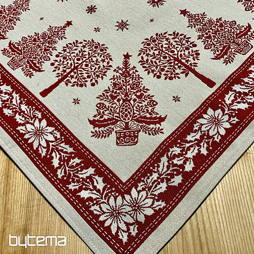 Gobelínový ubrus a šál LIDOVÉ VÁNOCE červená